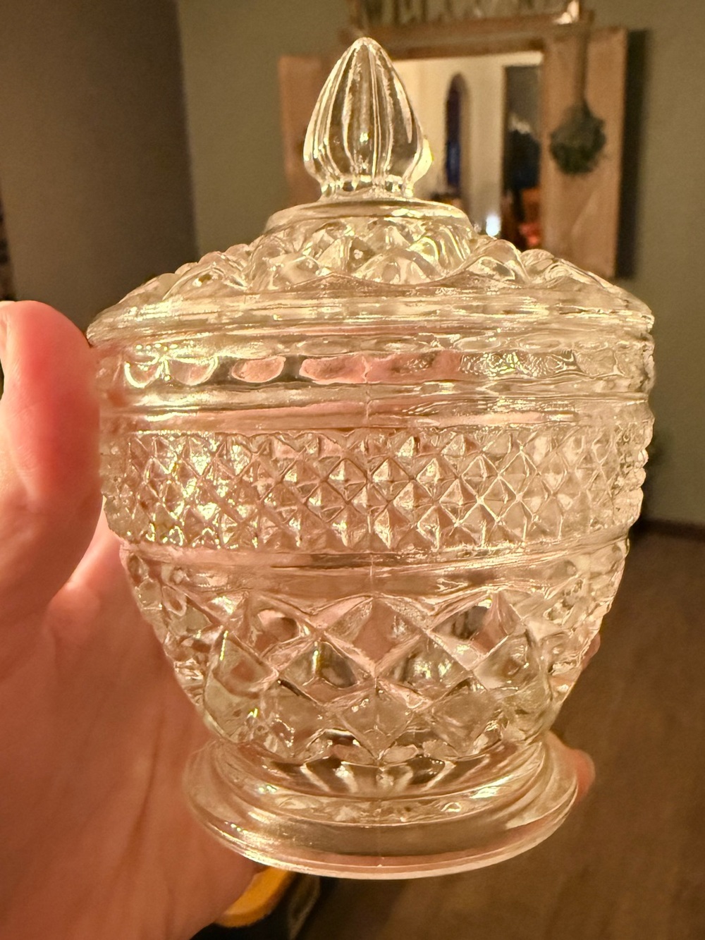 Clear Pressed Glass Lidded Candy/sugar Dish